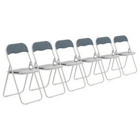 Harbour Housewares - Coloured Padded Folding Chairs - Grey - Pack of 6