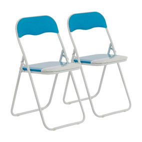Harbour Housewares - Coloured Padded Folding Chairs - Light Blue - Pack of 2