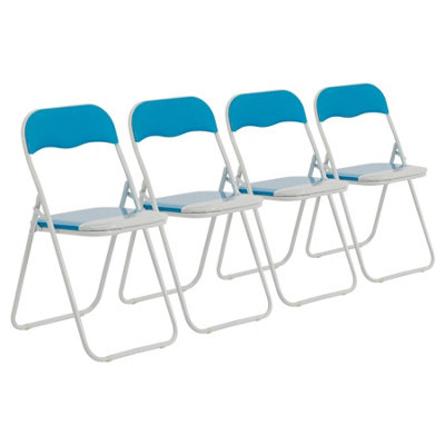 Harbour Housewares - Coloured Padded Folding Chairs - Light Blue - Pack of 4