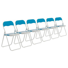 Harbour Housewares - Coloured Padded Folding Chairs - Light Blue - Pack of 6