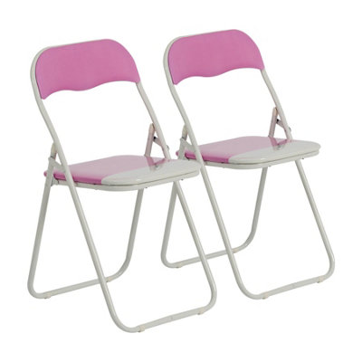 Harbour Housewares - Coloured Padded Folding Chairs - Pink - Pack of 2