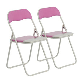 Harbour Housewares Coloured Padded Folding Chairs - Pink - Pack of 2