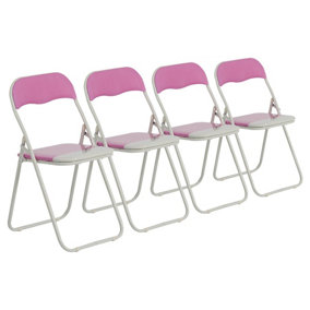 Harbour Housewares Coloured Padded Folding Chairs - Pink - Pack of 4
