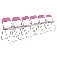 Harbour Housewares - Coloured Padded Folding Chairs - Pink - Pack of 6