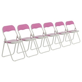 Harbour Housewares - Coloured Padded Folding Chairs - Pink - Pack of 6