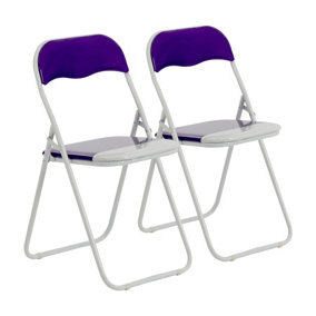 Harbour Housewares - Coloured Padded Folding Chairs - Purple - Pack of 2