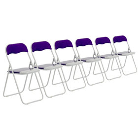 Harbour Housewares - Coloured Padded Folding Chairs - Purple - Pack of 6
