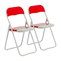 Harbour Housewares - Coloured Padded Folding Chairs - Red - Pack of 2