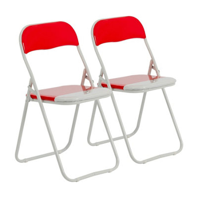 Harbour Housewares - Coloured Padded Folding Chairs - Red - Pack of 2