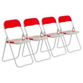 Harbour Housewares - Coloured Padded Folding Chairs - Red - Pack of 4