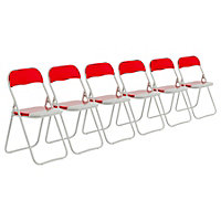 Harbour Housewares - Coloured Padded Folding Chairs - Red - Pack of 6