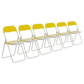 Harbour Housewares - Coloured Padded Folding Chairs - Yellow - Pack of 6
