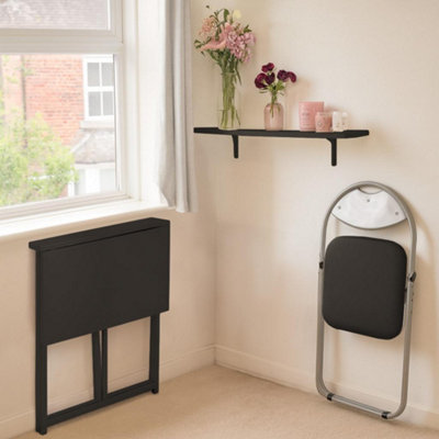 HARBOUR HOUSEWARES DELUXE FOLDING WOODEN DESK & CHAIR SET - BLACK