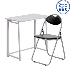Harbour Housewares - Deluxe Folding Wooden Desk & Chair Set - Lilac/Black
