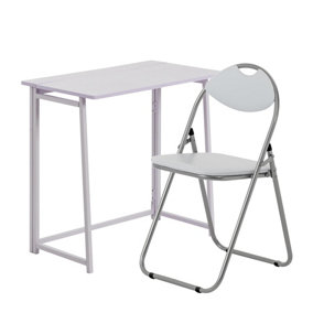 Harbour Housewares - Deluxe Folding Wooden Desk & Chair Set - Lilac/Lilac