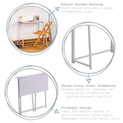 Harbour Housewares - Deluxe Wooden Folding Desk - 80cm - Lilac