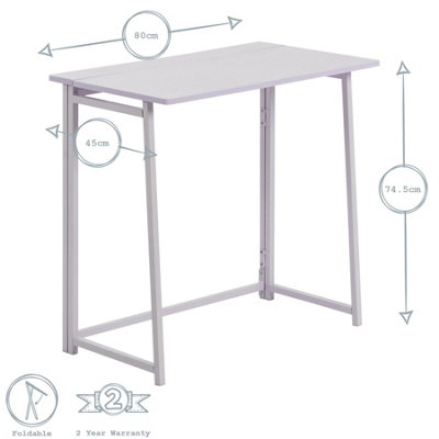 Harbour Housewares - Deluxe Wooden Folding Desk - 80cm - Lilac