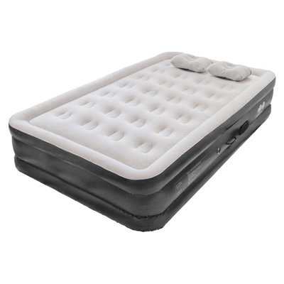 Harbour Housewares Double Airbed with Removable Electric Pump - Black/Grey
