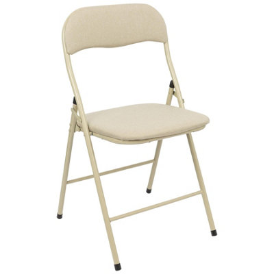 Harbour Housewares Fabric Padded Metal Folding Chair - Beige