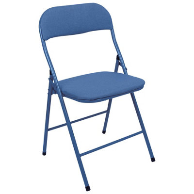 Harbour Housewares Fabric Padded Metal Folding Chair - Blue