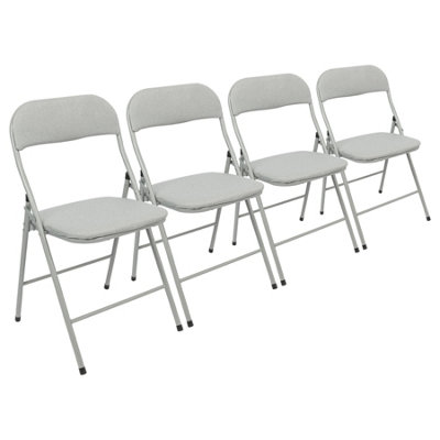 Harbour Housewares Fabric Padded Metal Folding Chairs - Grey - Pack of 4