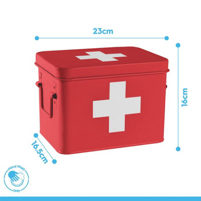Harbour Housewares First Aid Box - 23cm - Red - Vintage Metal Storage ...