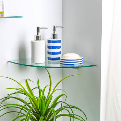 Harbour Housewares Floating Glass Corner Shelves - 30cm - Pack of 6 - 5
