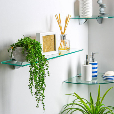 Harbour Housewares Floating Glass Corner Shelves - 30cm - Pack of 6 - 6