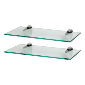 Harbour Housewares Floating Glass Wall Shelves - 40cm - Pack of 2