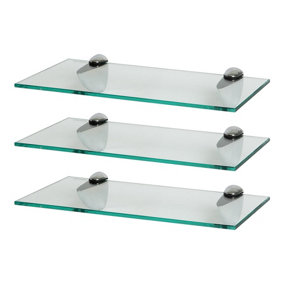 Harbour Housewares Floating Glass Wall Shelves - 40cm - Pack of 3