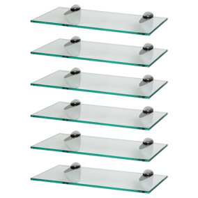 Harbour Housewares Floating Glass Wall Shelves - 40cm - Pack of 6