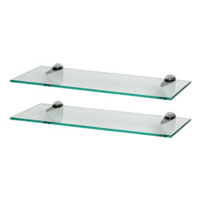 Harbour Housewares Floating Glass Wall Shelves - 50cm - Pack of 2