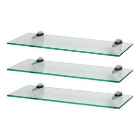 Harbour Housewares Floating Glass Wall Shelves - 50cm - Pack of 3