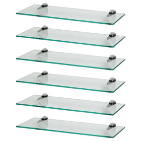 Harbour Housewares Floating Glass Wall Shelves - 50cm - Pack of 6