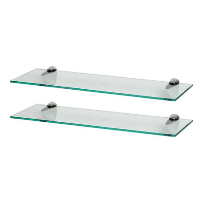 Harbour Housewares Floating Glass Wall Shelves - 60cm - Pack of 2