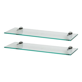 Harbour Housewares Floating Glass Wall Shelves - 60cm - Pack of 2