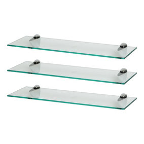 Harbour Housewares Floating Glass Wall Shelves - 60cm - Pack of 3