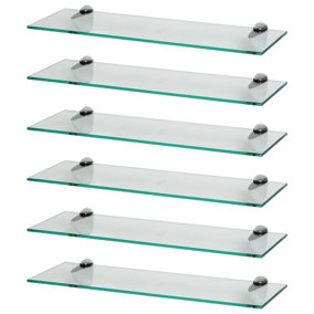 Harbour Housewares Floating Glass Wall Shelves - 60cm - Pack of 6