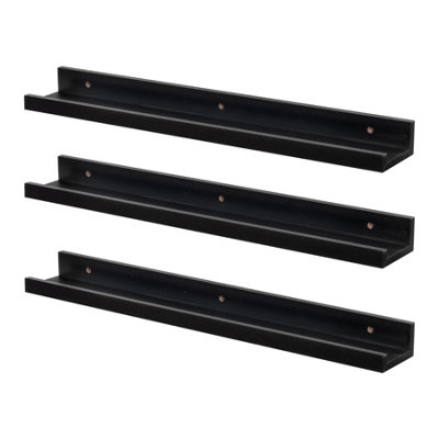 Harbour Housewares Floating Picture Ledge Wall Shelves - 57cm - Black - Pack of 3