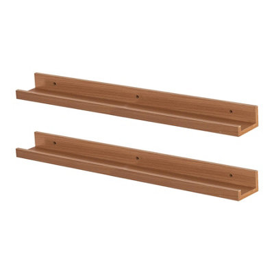 Harbour Housewares Floating Picture Ledge Wall Shelves - 57cm - Brown - Pack of 2