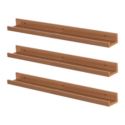 Harbour Housewares Floating Picture Ledge Wall Shelves - 57cm - Brown - Pack of 3