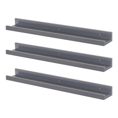 Harbour Housewares Floating Picture Ledge Wall Shelves - 57cm - Grey - Pack of 3