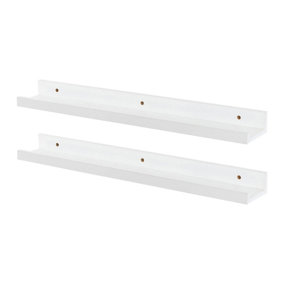 Harbour Housewares Floating Picture Ledge Wall Shelves - 57cm - White - Pack of 2