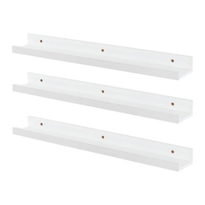 Harbour Housewares Floating Picture Ledge Wall Shelves - 57cm - White - Pack of 3