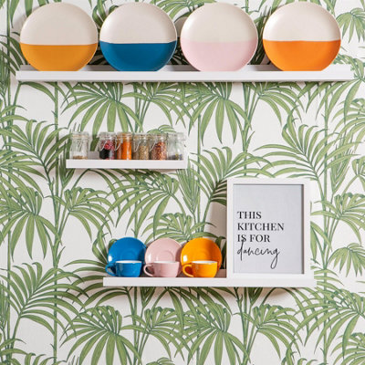 Harbour Housewares - Floating Picture Ledge Wall Shelves - 57cm - White - Pack of 6 - 6