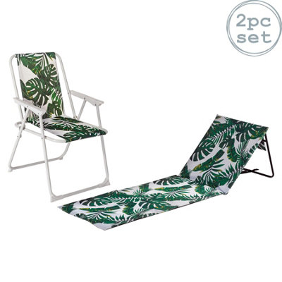 Harbour Housewares - Folding Beach Furniture Set - Banana Leaf - 2pc