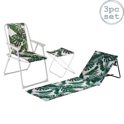 Harbour Housewares - Folding Beach Furniture Set - Banana Leaf - 3pc