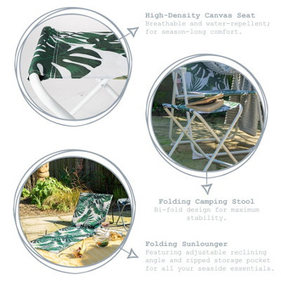 Harbour Housewares - Folding Beach Furniture Set - Banana Leaf - 4pc