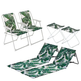Harbour Housewares - Folding Beach Furniture Set - Banana Leaf - 6pc
