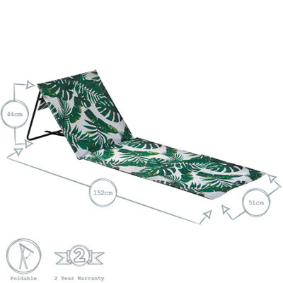 Harbour Housewares - Folding Beach Lounger - Banana Leaf - 3